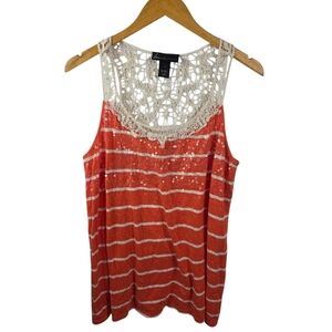 Lane Bryant Orange Striped Sleeveless Tank Top Size 14